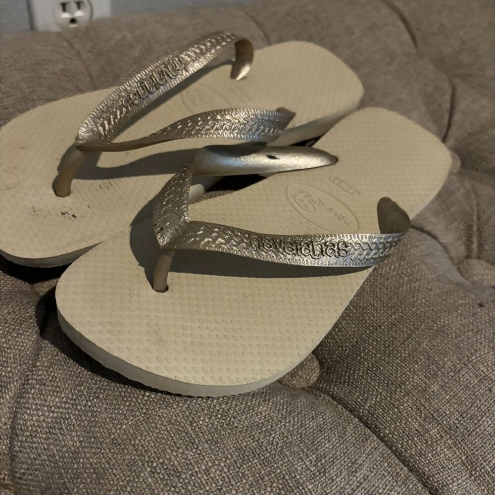 Gold Havianas Flip Flops